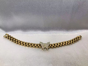 Bracciale Personalizzato in Acciaio Inossidabile con Ciondolo a Farfalla con Zirconi CZ e Pietra Portafortuna, Stile Nugget Rollie - Product Image 4