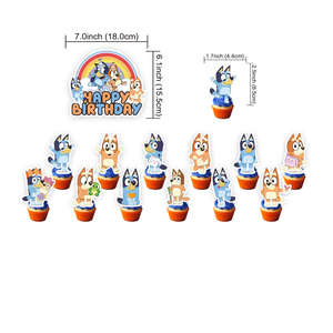 Décorations de fête d'<span class=keywords><strong>anniversaire</strong></span> chien bleu de dessin animé, toppers de cupcakes mignons en forme de chien et fournitures de ballons d'Halloween pour enfants - Product Image 4