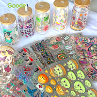 Autocollants de transfert pour gobelets Goode à bas prix, 16 oz, imperméables, écologiques, brillants, durables, résistants aux rayures, UV DTF pour dessins animés