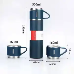 중국 공장 사용자 정의 로고 광고 선물 비즈니스 스테인레스 스틸 승화 보온병 진공 플라스크 두 컵