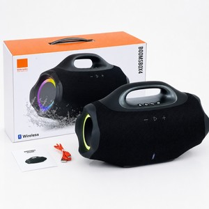 ลำโพงบลูทูธไร้สาย Super Boombox 4 LED พกพา พร้อมไฟ RGB กันน้ำ มีหูหิ้ว รุ่น Boombox4 LED สำหรับใช้ในบ้าน ของขวัญ งานปาร์ตี้ ฟังวิทยุ FM - Product Image 1