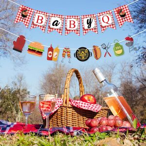 Bannière Baby Q pour décorations de fête prénatale sur <span class=keywords><strong>le</strong></span> thème du barbecue, décorations d'été |   Décorations de fête prénatale Baby Q, fournitures pour fête de révélation du sexe en plein air - Product Image 5