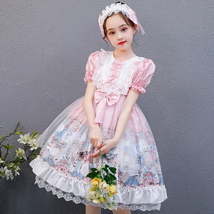 Vestiti di moda per feste manica a sbuffo in pizzo abito da <span class=keywords><strong>cameriera</strong></span> principessa Lolita a strati per bambine e bambine - Product Image 2