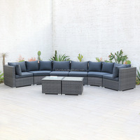 Ensemble de canapés de jardin modernes avec table foyer, en rotin PE résistant aux UV, durable, imperméable et écologique, pour salon et parc