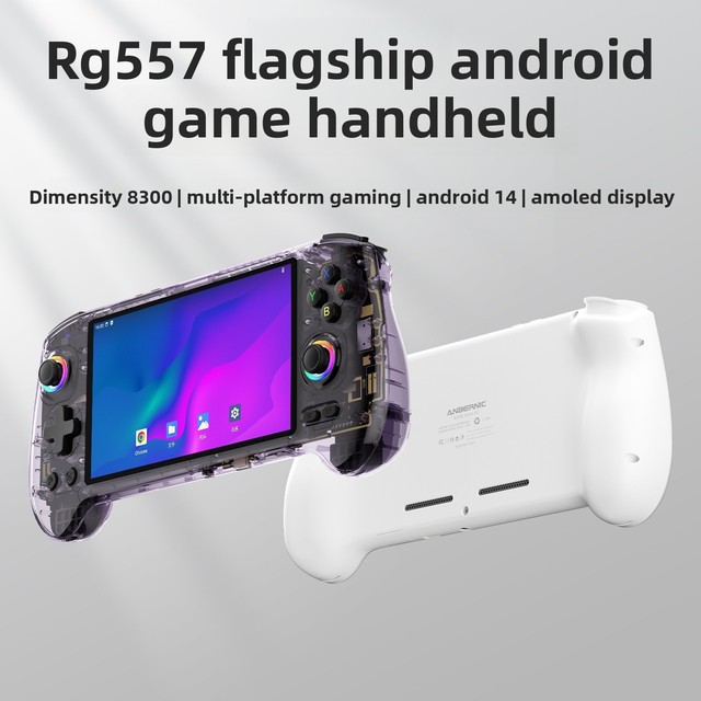 RG557 Android 14 Gaming Handheld Console 5.48" AMOLED Full HD Display Hall-Effect Joysticks Wi-Fi 6 5500mAh Battery Screen