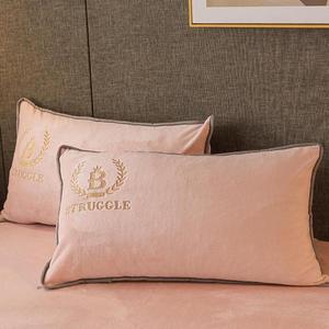 Mềm mại và thân thiện với da nhung sữa viền thêu bốn mảnh Bộ farai Nhung Pha Lê Nhung bộ đồ giường - Product Image 6