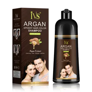 IVS Wholesale 400ml Argan Exract Ammonia Free Herbal Dark Brown Hair Dye Hair Color Shampoo For Men And Women