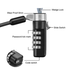 <span class=keywords><strong>Cable</strong></span> de seguridad antirrobo de acero universal Cerradura para portátil Cerradura de <span class=keywords><strong>cable</strong></span> con ranura de cuña extraíble con contraseña de 4 dígitos para computadora portátil DELL - Product Image 2
