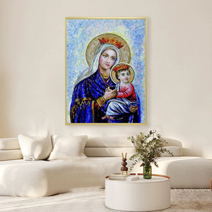Customized 3D Wall Mural Modern Jesus Christ Portrait Painting 10mm Glass for Religious Byzantine Pool Living Room - Product Image 4