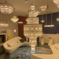 Lustre en cristal multi-niveaux, grande suspension longue pour villa, duplex, escalier, hall d'hôtel, décoration de plafond haut