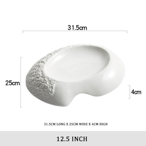 Assiette de service en céramique irrégulière pour plats froids, pâtes, salades de fruits, sushis, soupes, purées – Idéale pour clubs, restaurants et repas à domicile - Product Image 6