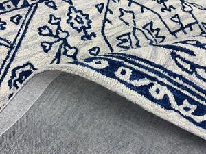 Tapis moderne en laine tuftée à la main, bleu et blanc, motif floral, doux, de qualité supérieure, lavable, chambre à coucher, salon, décoration élégante pour la maison - Product Image 2