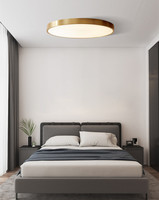 Lámpara de Techo LED Nórdica de Cobre, con Tres Colores Atenuables, Acrílica, Moderna, Simple, Ultrafina, para Dormitorio, 3000K-6000K, 1 Año de Garantía