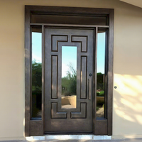 Portes en fer forgé pour entrée principale, porte d'entrée en verre, porte extérieure de sécurité de luxe sur mesure