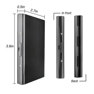 Dompet Tempat Kartu Nama Aluminium Pria Wanita Pria Casing Kartu Kredit Logam Kulit PU Dompet Organizer Tempat Kartu Bisnis