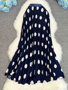 <span class=keywords><strong>Jupe</strong></span> plissée classique à pois, style français, polyvalente, taille haute, coupe trapèze, longueur mi-<span class=keywords><strong>longue</strong></span> - Product Image 4