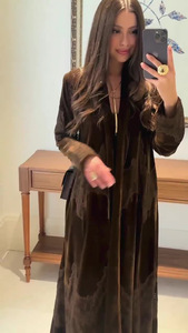 Abaya à manches longues avec bordure en dentelle, motif contrastant <span class=keywords><strong>noir</strong></span> <span class=keywords><strong>et</strong></span> <span class=keywords><strong>blanc</strong></span>, broderie moelleuse, style <span class=keywords><strong>kimono</strong></span> ouvert, Abayas musulmanes - Product Image 6
