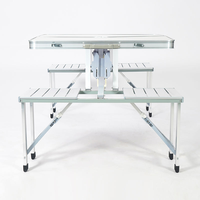 Ensemble de table et de chaises pliantes en alliage d'aluminium moderne avec trou pour parasol, portable pour la plage, le pique-nique, le camping