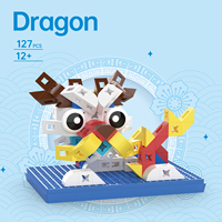 PUNGROW, juguete de construcción educativa, dragón, Mini bloques de animales, modelo simbólico, bloque de animales, juego de decoración, juguetes ensamblados para niños