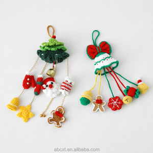 Ornement de Noël fait main au crochet pour voiture, en fil, avec figurines de bonhomme en pain d'épices, Père Noël, flocon de neige, bonbons, et breloque de décoration pour rétroviseur - Product Image 5