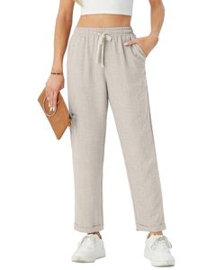 Pantalones Casuales para Mujer, Corte Holgado, Pierna Recta, con Cordón, Cintura Elástica, Ropa de Verano, Precio al por Mayor, OEM Personalizado - Product Image 1