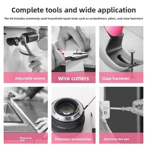 Daily Maintenance and Assembly <b>Tool</b> <b>Set</b>, <b>Pink</b> Appearance, Reliable Quality Household Hardware Toolbox - Product Image 2