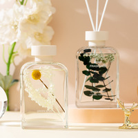 200ml personnalisé Mini diffuseur d'arôme fleur bâtons de rotin huile essentielle bouteille en verre ensemble de luxe