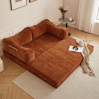Sofá Cama Modular de Tela, Plegable, de Doble Uso, con Relleno de Esponja, Diseño Moderno Vintage para Sala de Estar de Apartamentos Pequeños