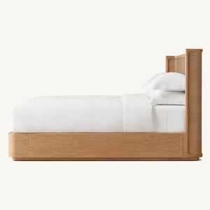 Modern Minimalist Luxury Wooden Bedroom Durniture King <b>Size</b> Solid Oak Wood <b>Bed</b> Shelter <b>Bed</b> for Bedroom - Product Image 3