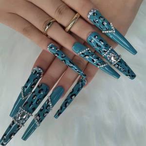 <span class=keywords><strong>Uñas</strong></span> Postizas Extra Largas de Alta Calidad, <span class=keywords><strong>Uñas</strong></span> Postizas de Diamante de Lujo, Curva Elegante, <span class=keywords><strong>Uñas</strong></span> Postizas de Diseño - Product Image 4