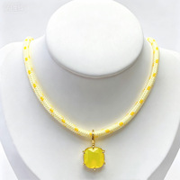 Collier en corde tressée avec pendentif en cristal taillé carré SongYi, collier réglable multicolore pour femmes, bijoux tendance pour tous les jours, cadeau