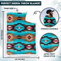 Couverture Sherpa Aztec réversible pour le camping, les voyages, les pique-niques, les activités de plein air, style bohème tribal, douce et chaude, pour le lit, le canapé, la décoration