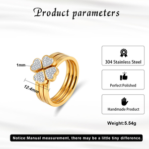 Exquisite 304 Stainless Steel Full ZIRCON Heart shaped <b>Ring</b> <b>Stacked</b> <b>Ring</b> Design 18K Gold Plated Trendy Jewelry for Women - Product Image 4