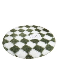 Tapis rond en soie pelucheuse à carreaux épais, tapis de table rond, tapis de zone, tapis en fausse fourrure, vente en gros, échantillon disponible