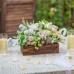 Pots à fleurs en bois rectangulaires simples sur mesure pour mariages, décorations florales et fleurs de salon. - Product Image 4