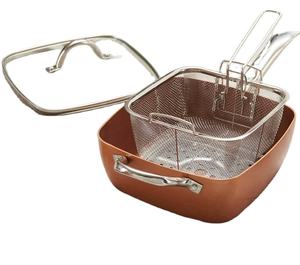 Juego de 4 Sartenes Multiusos de Cobre <span class=keywords><strong>y</strong></span> Aluminio para Freír, Aptas para Inducción <span class=keywords><strong>y</strong></span> Gas, con Tapa - Product Image 5