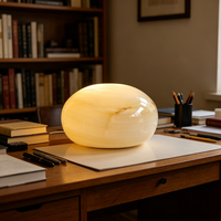 Lampe en marbre naturel sans fil rechargeable, lumière tactile à 3 niveaux de luminosité, lampe à lumière ambiante en pierre, éclairage ambiant chaud pour chambre à coucher