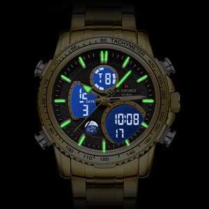 <span class=keywords><strong>NAVIFORCE</strong></span> 9182 2025 nuevo reloj deportivo para hombre, reloj de pulsera Original de lujo, relojes impermeables de acero inoxidable con doble pantalla para hombre - Product Image 4