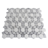 Carrara blanc Bardiglio gris moderne nid d'abeille mosaïque carrelage hexagone carré verre pour salle de bain hôtel intérieur mur intérieur