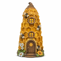 Statue de maison de fée en résine en forme de ruche, ornement de jardin micro-paysager sur le thème des abeilles pour la décoration de jardin, pelouse et patio