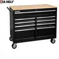 Armoire à outils à plusieurs tiroirs sur roulettes, chariot à outils robuste avec plateau en bois pour atelier de réparation automobile