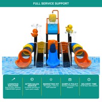SageDelightRides Structure de jeu aquatique personnalisée ODM avec toboggan à eau et seau basculant pour enfants, en LLDPE et tubes en acier, pour centres aquatiques, vente en gros