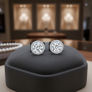 Authentic 14K White Gold Women's Casual Elegant Round Brilliant Cut SI Clarity Diamond <b>Stud</b> <b>Earrings</b> - Product Image 3