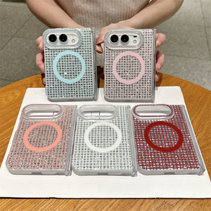 Funda Magnética con Patrón de Cuadrícula para iPhone Duo, Protección Completa, Anti-Rayones, Delgada y Resistente a Impactos, para Mujeres y Niñas - Product Image 1