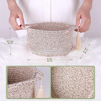 Panier de rangement pliable en corde de coton fait main, style nordique réaliste, petit bac organisateur pour jouets, chambre d'enfant, linge, décoration intérieure