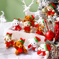 Nouveau porte-clés ours en peluche Mini ours en peluche de Noël avec chapeau et écharpe petits ours flous doux pour arbre de Noël