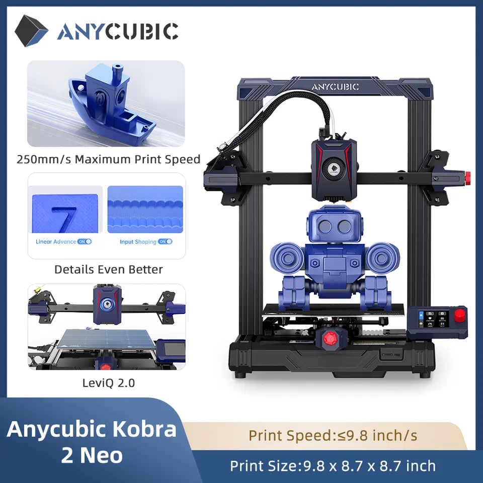 ANYCUBIC KOBRA 2 NEO FDM 3D Printer - 250x220x220mm, Upgraded Auto