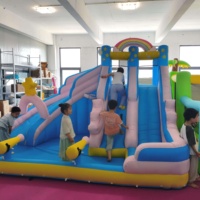 Château gonflable Little Pony avec double toboggan et piscine pour aire de jeux en plein air
