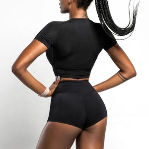 Shorts de yoga pour femme, design été 2022, écologiques, respirants, pour l'entraînement, la course, taille mi-haute, effet ventre plat, style cycliste, sport et gym - Product Image 4