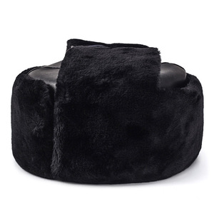 Lei Feng Hat Earflap Winter Hat Black Fleece Lined Warm Unisex 58-60cm Casual Style - Product Image 2